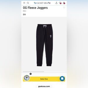 GOAT USA Men’s Black Fleece Joggers Sz S but they run small so more like XS